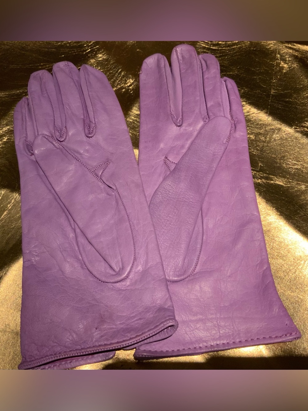 Vintage Purple Leather Gloves Sz Ml